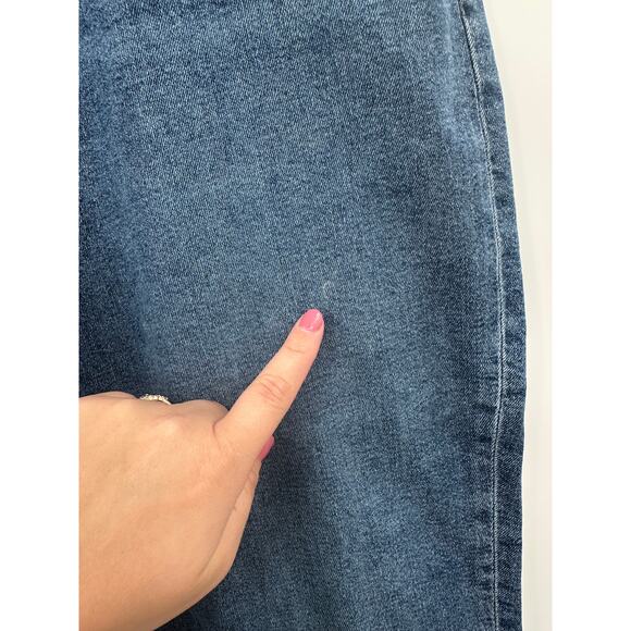 American Eagle Stretch Mom Jean Solid Blue Stretch Denim Size 18 Regular - Picture 6 of 12